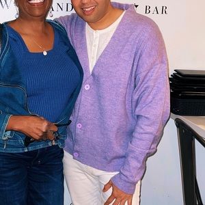 BooHoo Man Purple Cardigan Sweater In Large